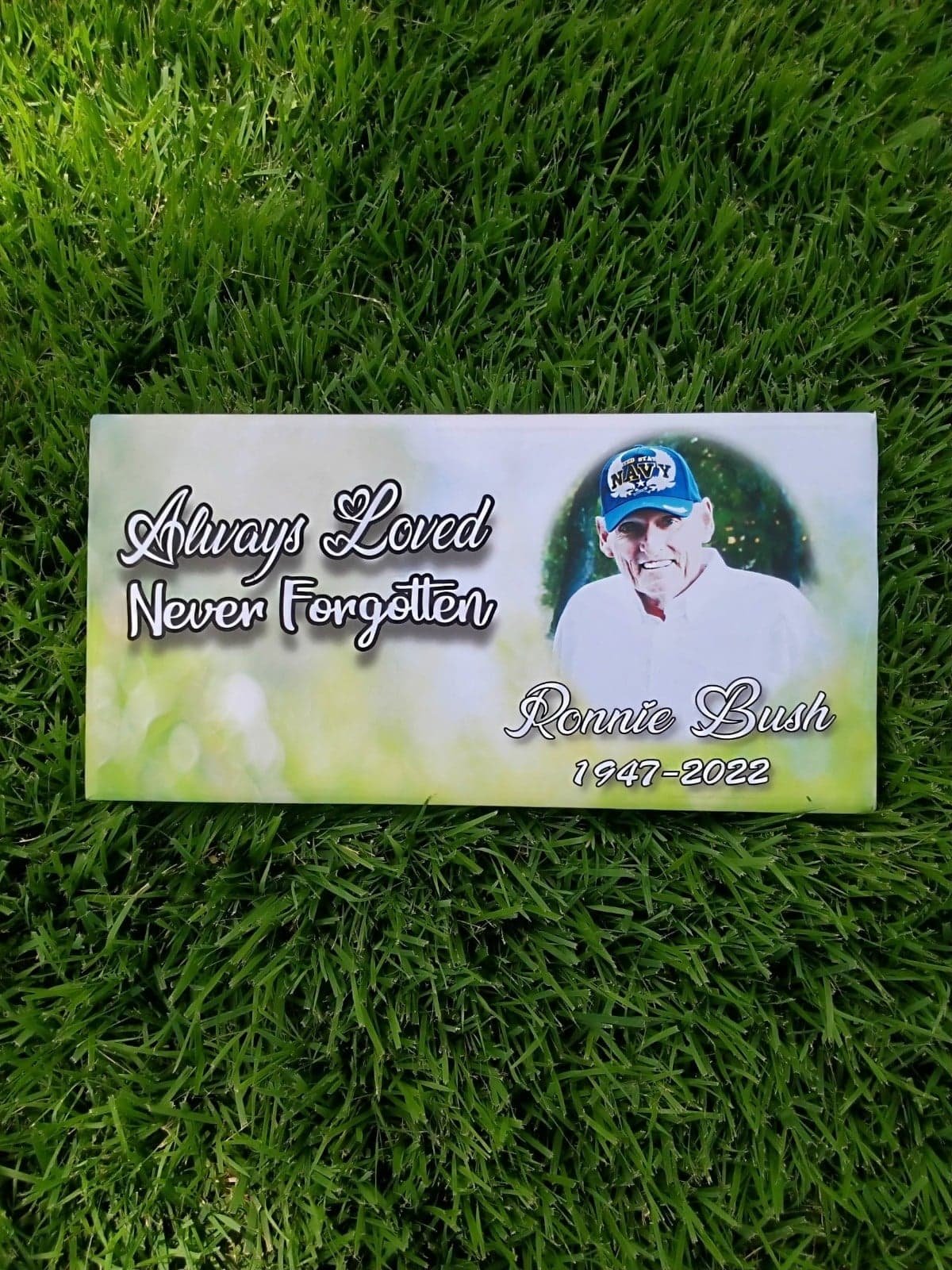 Photo Engraved or Vinyl Wrapped Personalized Headstone Gravestone Memorial
