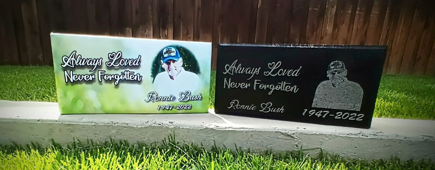 Photo Engraved or Vinyl Wrapped Personalized Headstone Gravestone Memorial